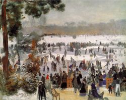 Peinture sur toile de Renoir, Patineurs dans le bois de Boulogne reproduction peinte à la main