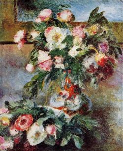 Peinture sur toile de Renoir, Pivoines reproduction peinte à la main