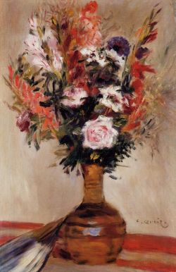 Peinture sur toile de Renoir, Roses dans un vase reproduction peinte à la main