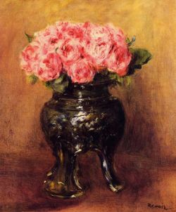 Peinture sur toile de Renoir, Roses dans un vase Chinois reproduction peinte à la main