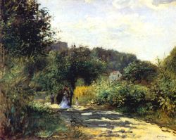 Peinture sur toile de Renoir, Une route à Louveciennes reproduction peinte à la main