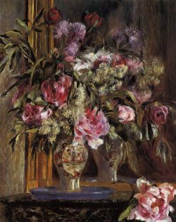 Peinture sur toile de Renoir, Vase de fleurs reproduction peinte à la main