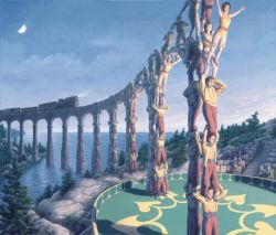 Peinture sur toile de Rob Gonsalves Acrobatic Engineering reproduction peinte à la main