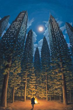 Peinture sur toile de Rob Gonsalves Arboreal Office reproduction peinte à la main
