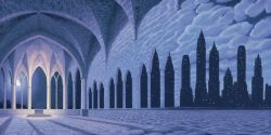 Peinture sur toile de Rob Gonsalves Cathedral Of Commerce reproduction peinte à la main
