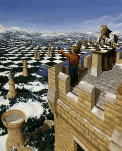 Peinture sur toile de Rob Gonsalves Chess Master reproduction peinte à la main