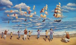 Peinture sur toile de Rob Gonsalves On The High Sea reproduction peinte à la main