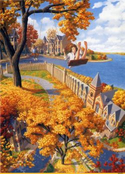 Peinture sur toile de Rob Gonsalves On The Upswing reproduction peinte à la main