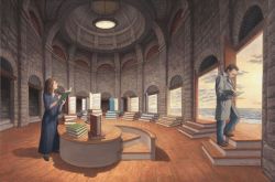 Peinture sur toile de Rob Gonsalves Space Between Words reproduction peinte à la main