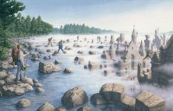 Peinture sur toile de Rob Gonsalves Stepping Stones reproduction peinte à la main