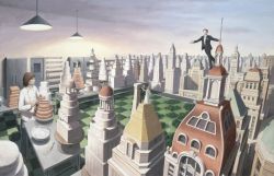 Peinture sur toile de Rob Gonsalves Sweet City reproduction peinte à la main
