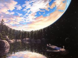Peinture sur toile de Rob Gonsalves The Phenomenom Of Floating reproduction peinte à la main
