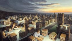 Peinture sur toile de Rob Gonsalves Towers Of Knowledge reproduction peinte à la main