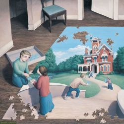 Peinture sur toile de Rob Gonsalves Unfinished Puzzle reproduction peinte à la main