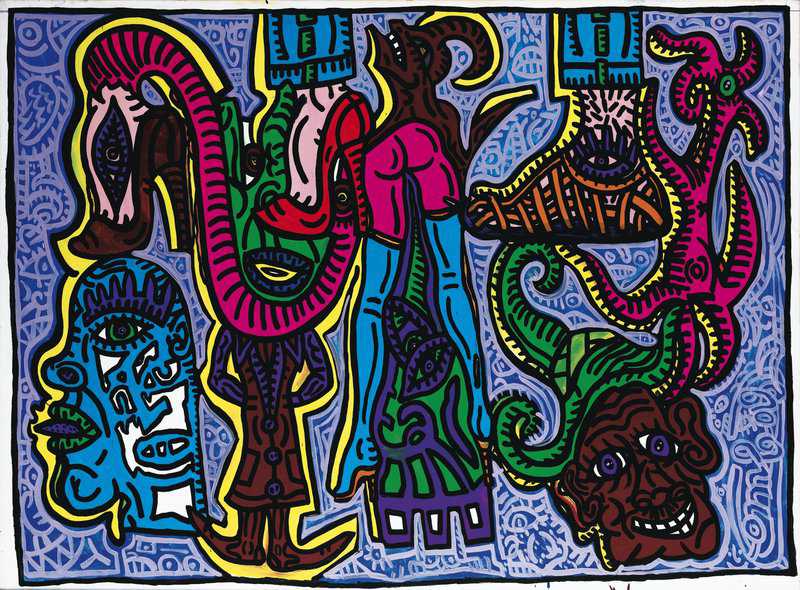 Robert Combas Composition Aux Trois Pieds Avec Chaussure - 103 X 138 Cm
