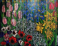 Peinture sur toile de Robert Combas Fleurs Ensemble Pour Le Meilleur Et Pour Le Pire reproduction peinte à la main