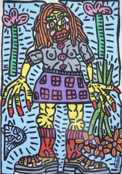 Peinture sur toile de Robert Combas Jocelyne La Rouquine 1986 reproduction peinte à la main