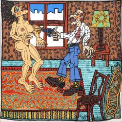 Peinture sur toile de Robert Combas L Adult Re - 1990 reproduction peinte à la main