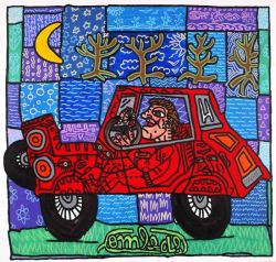 Peinture sur toile de Robert Combas La Voiture De Maria - 183 X 191 Cm reproduction peinte à la main
