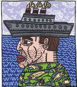 Peinture sur toile de Robert Combas Le Fou De Mer 1989 - 115x101cm reproduction peinte à la main