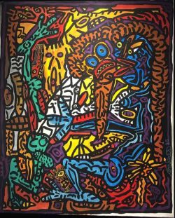 Peinture sur toile de Robert Combas Syst Me D Interpr Tation La Mode De Chez P Taoushnok reproduction peinte à la main