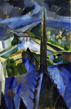 Peinture sur toile de Robert Delaunay, La flèche de Notre-Dame. Vers 1909-1910 reproduction peinte à la main