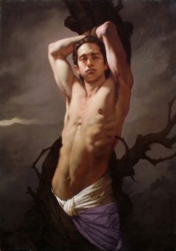 Peinture sur toile de Roberto Ferri San Sebastiano - Saint Sebastian reproduction peinte à la main