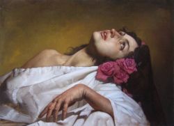 Peinture sur toile de Roberto Ferri Santa Rosalia - Saint Rosalia reproduction peinte à la main