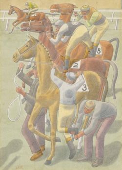Peinture sur toile de Roberts William Jockey S Mounting Ca. 1949 reproduction peinte à la main