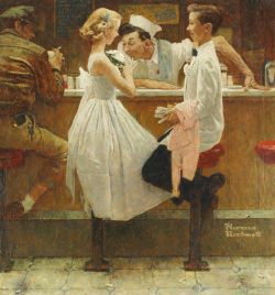 Peinture sur toile de Rockwell, Après le bal - After the prom reproduction peinte à la main