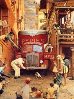 Peinture sur toile de Rockwell, Barrage routier - Roadblock reproduction peinte à la main