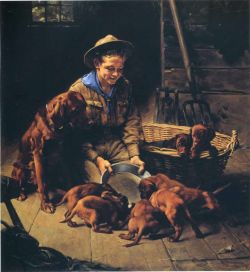Peinture sur toile de Rockwell, Bons amis - Good Friends reproduction peinte à la main