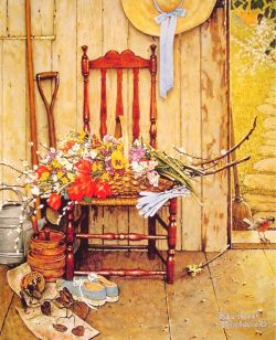 Peinture sur toile de Rockwell, Fleurs de printemps - Spring flowers reproduction peinte à la main