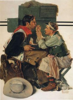 Peinture sur toile de Rockwell, Gary Cooper dans Le Texan - Gary Cooper as the Texan reproduction peinte à la main