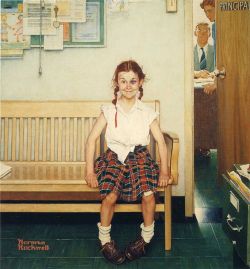 Peinture sur toile de Rockwell Girl With Black Eye 1953 reproduction peinte à la main