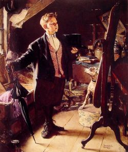 Peinture sur toile de Rockwell, Haut de forme et queue de pie - Top Hat and Tails reproduction peinte à la main