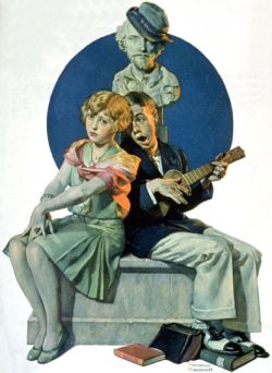 Peinture sur toile de Rockwell, La sérénade - Serenade reproduction peinte à la main