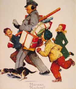 Peinture sur toile de Rockwell, Le joyeux postier - Jolly Postman reproduction peinte à la main