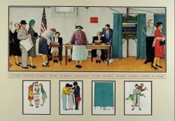 Peinture sur toile de Rockwell Norman America At The Polls - Election Day 1944 reproduction peinte à la main