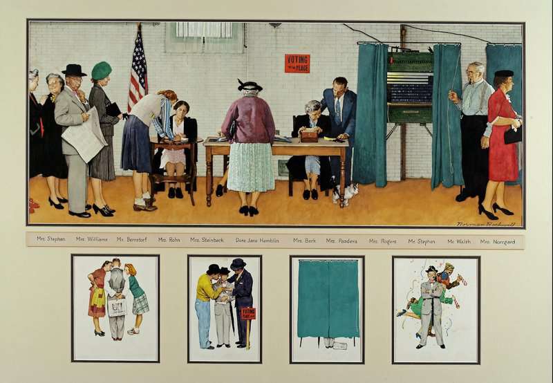 Rockwell Norman America At The Polls - Election Day 1944
