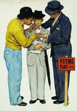 Peinture sur toile de Rockwell Norman America At The Polls - Have A Cigar Junius. Now... 1944 reproduction peinte à la main