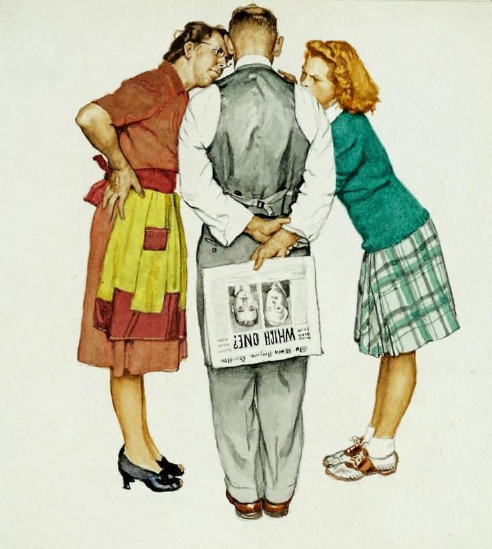 Rockwell Norman America At The Polls - Now Dad You Listen To Us 1944