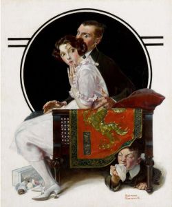 Peinture sur toile de Rockwell Norman Boy Hiding Under A Couch Sneezing reproduction peinte à la main