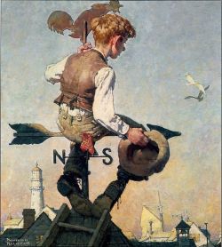 Peinture sur toile de Rockwell Norman Boy On A Weathervane 1934 reproduction peinte à la main