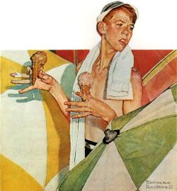 Peinture sur toile de Rockwell Norman Boy With Melting Ice Cream Cones 1940 reproduction peinte à la main
