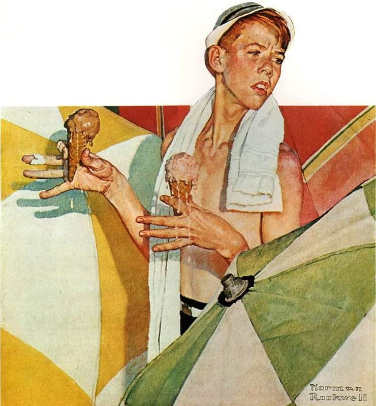 Rockwell Norman Boy With Melting Ice Cream Cones 1940