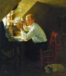 Peinture sur toile de Rockwell Norman Boy With Model Airplane reproduction peinte à la main