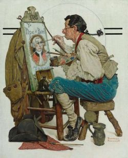 Peinture sur toile de Rockwell Norman Colonial Sign Painter reproduction peinte à la main