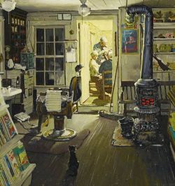 Peinture sur toile de Rockwell Norman Colour Study For Shuffleton S Barbershop 1950 reproduction peinte à la main