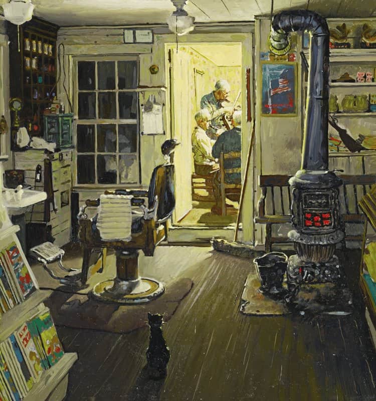 Rockwell Norman Colour Study For Shuffleton S Barbershop 1950